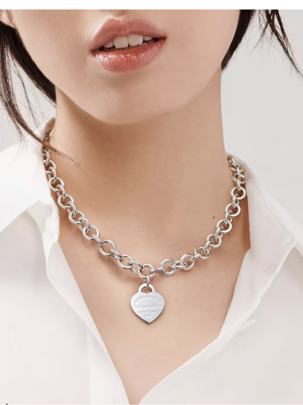 Tiffany & Co. Return to Tiffany Heart Tag Chain Link Necklace 925 - Picture 4 of 8